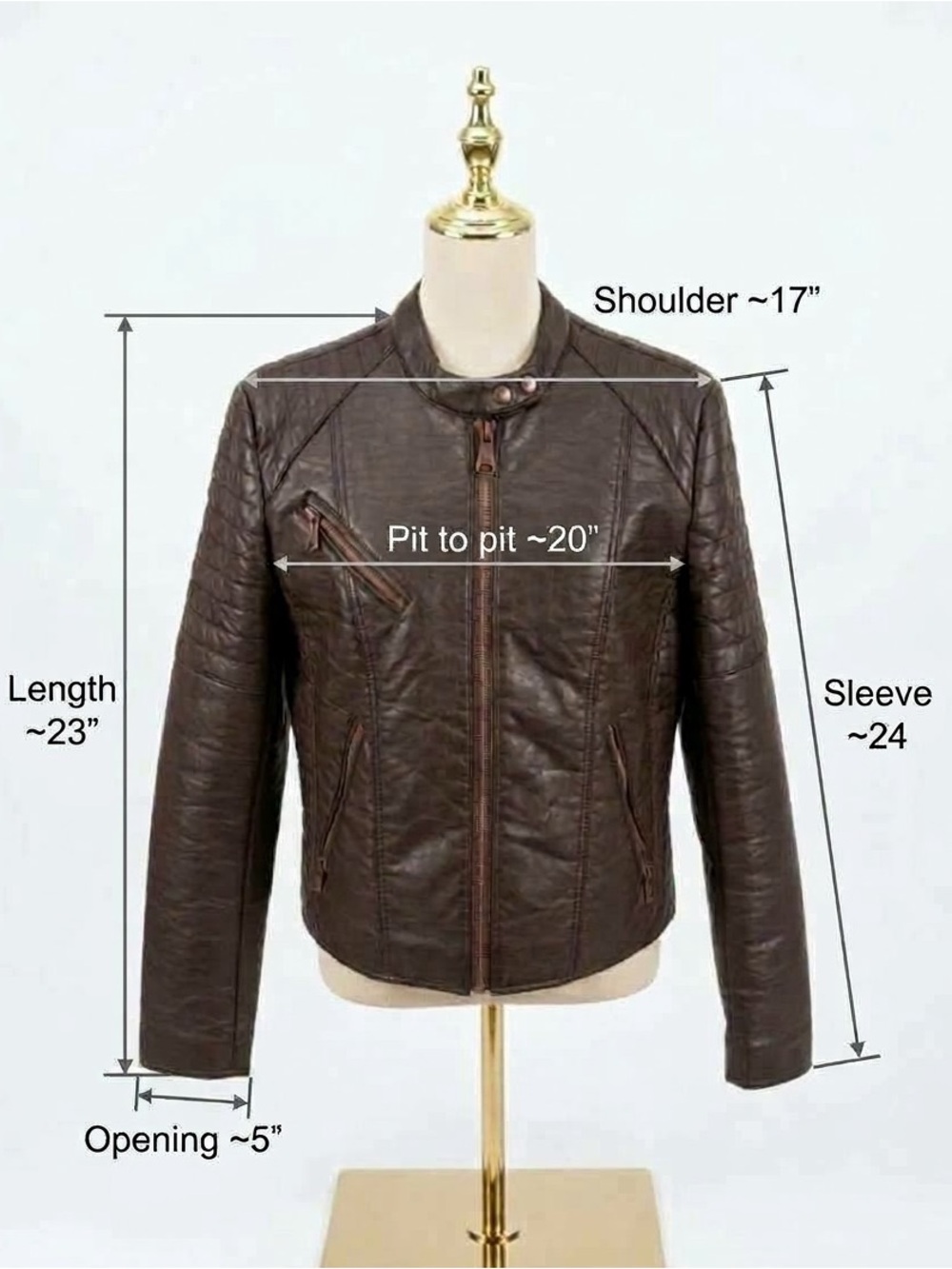 Marc New York Andrew Marc Brown Quilted Faux Leather Moto Jacket Women Size L - Picture 6 of 14